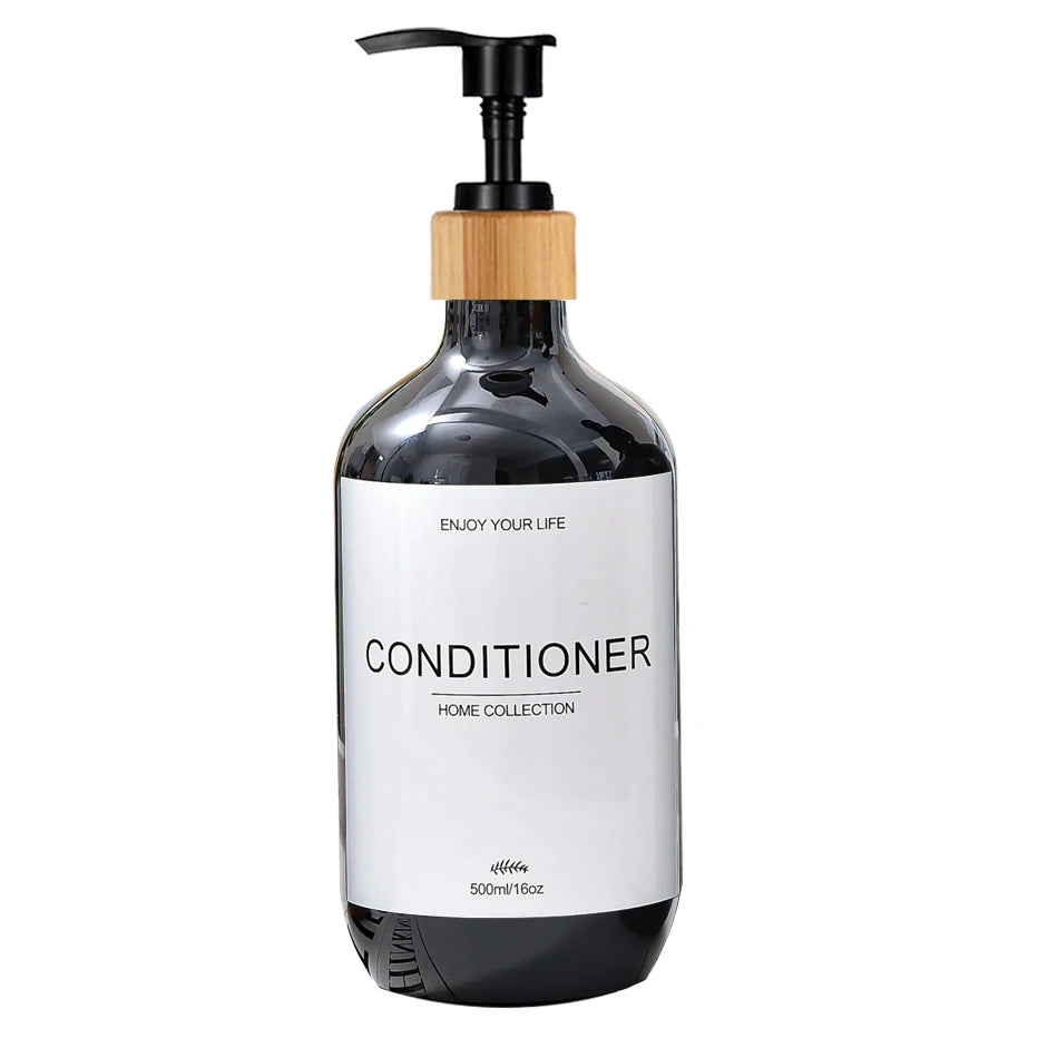 500Ml Shampoo Body Wash Conditioner Dispenser Bottle Bathroom Waterproof Pre-Labeled Refillable Shampoo Bottle Soap Container