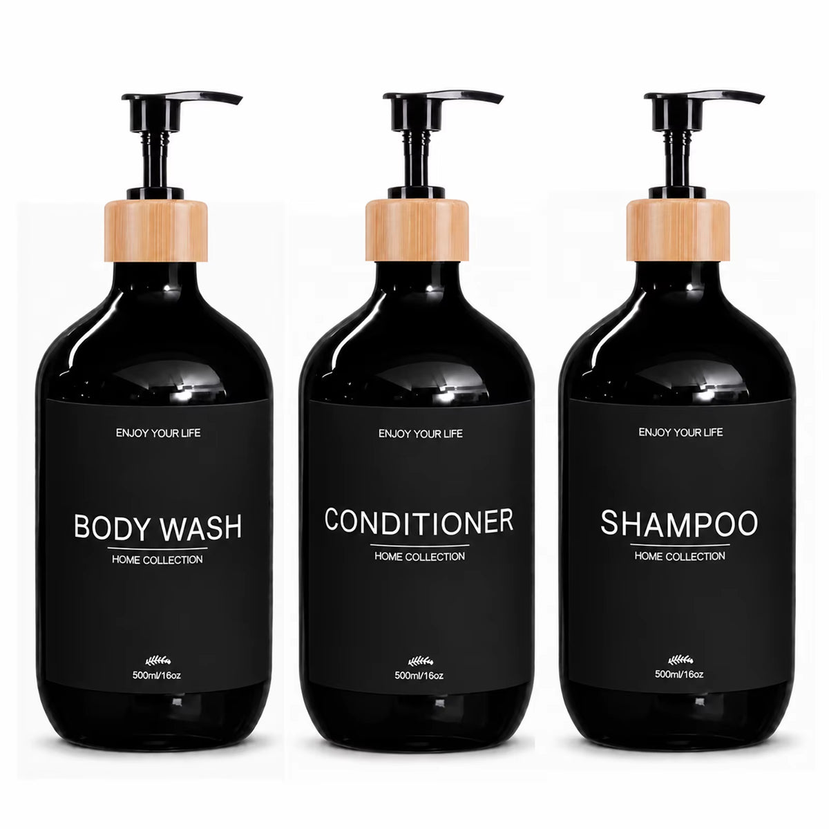 500Ml Shampoo Body Wash Conditioner Dispenser Bottle Bathroom Waterproof Pre-Labeled Refillable Shampoo Bottle Soap Container