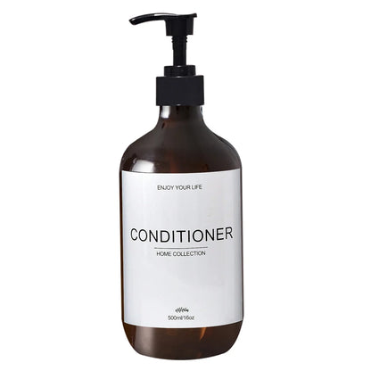 500Ml Shampoo Body Wash Conditioner Dispenser Bottle Bathroom Waterproof Pre-Labeled Refillable Shampoo Bottle Soap Container