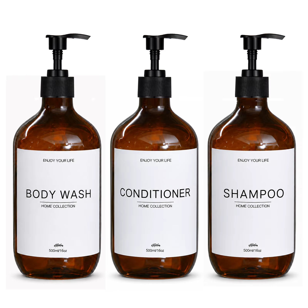 500Ml Shampoo Body Wash Conditioner Dispenser Bottle Bathroom Waterproof Pre-Labeled Refillable Shampoo Bottle Soap Container