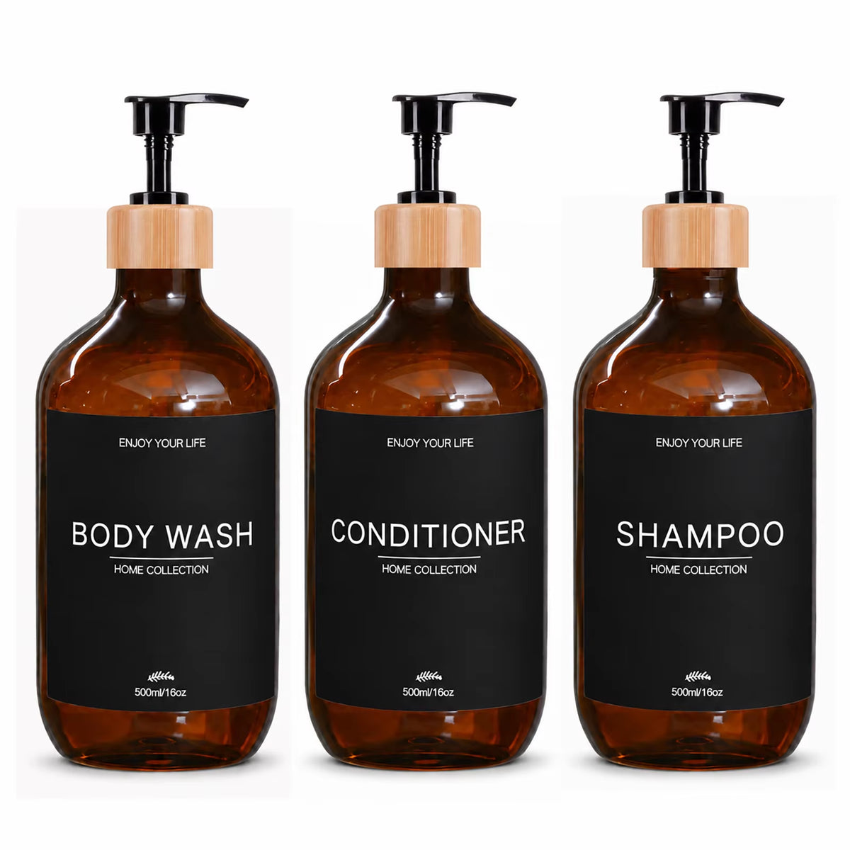 500Ml Shampoo Body Wash Conditioner Dispenser Bottle Bathroom Waterproof Pre-Labeled Refillable Shampoo Bottle Soap Container