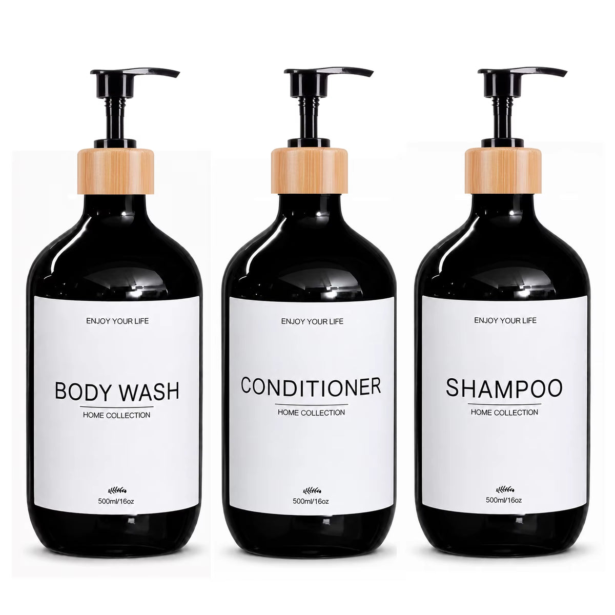 500Ml Shampoo Body Wash Conditioner Dispenser Bottle Bathroom Waterproof Pre-Labeled Refillable Shampoo Bottle Soap Container