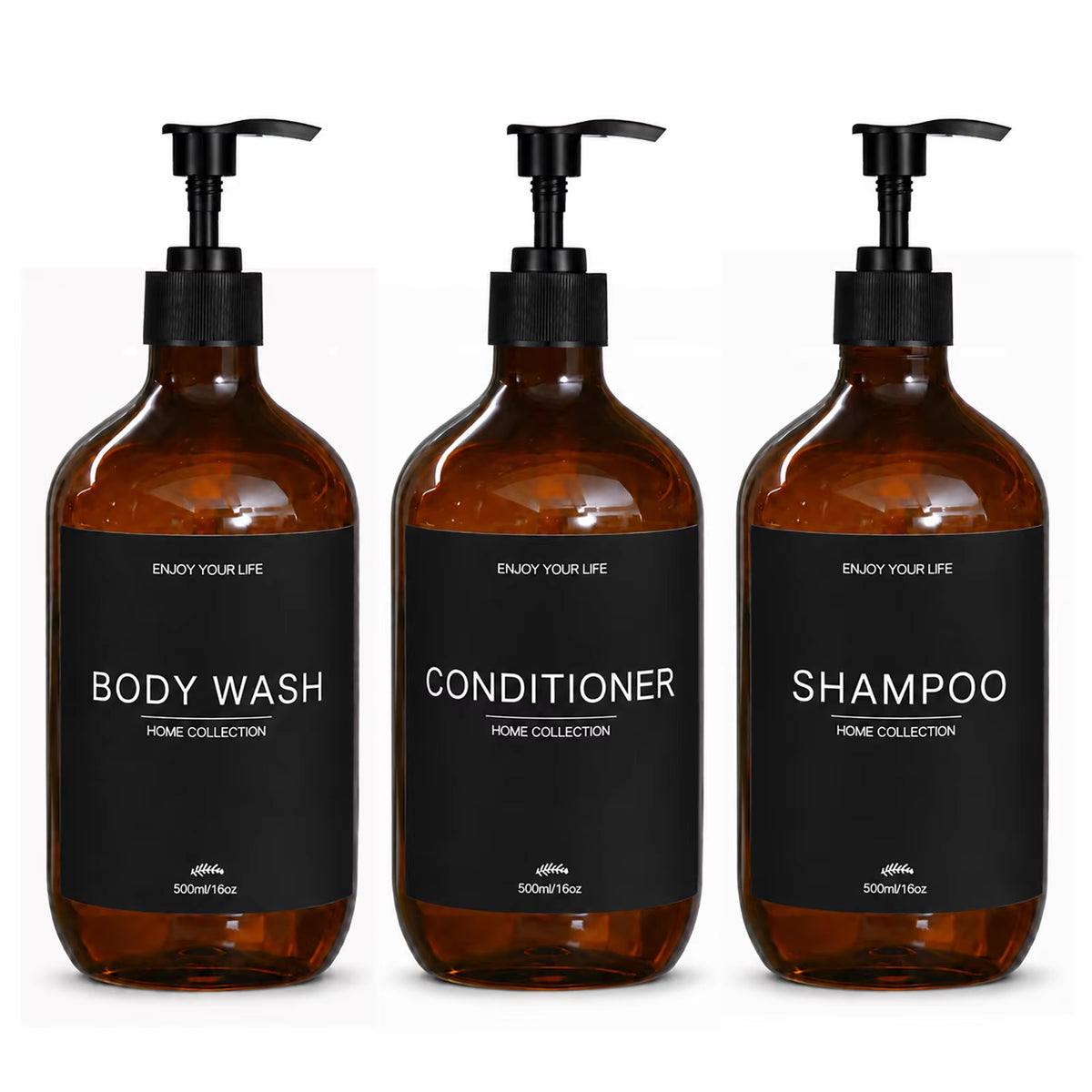 500Ml Shampoo Body Wash Conditioner Dispenser Bottle Bathroom Waterproof Pre-Labeled Refillable Shampoo Bottle Soap Container