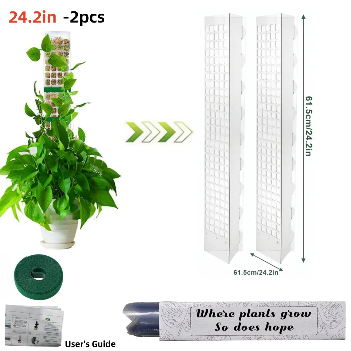 24/36/48Inch Climbing Plant Water Moss Column Indoor Plastic Moss Pole for Sphagnum Support Potted Plants Sticks Growth Garden