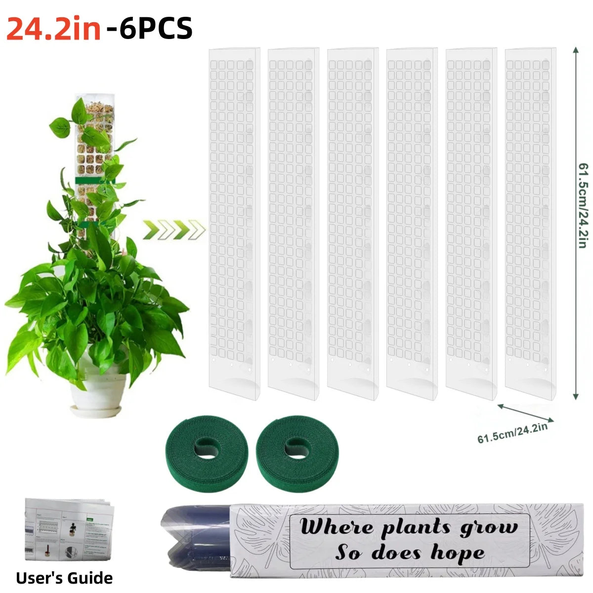 24/36/48Inch Climbing Plant Water Moss Column Indoor Plastic Moss Pole for Sphagnum Support Potted Plants Sticks Growth Garden