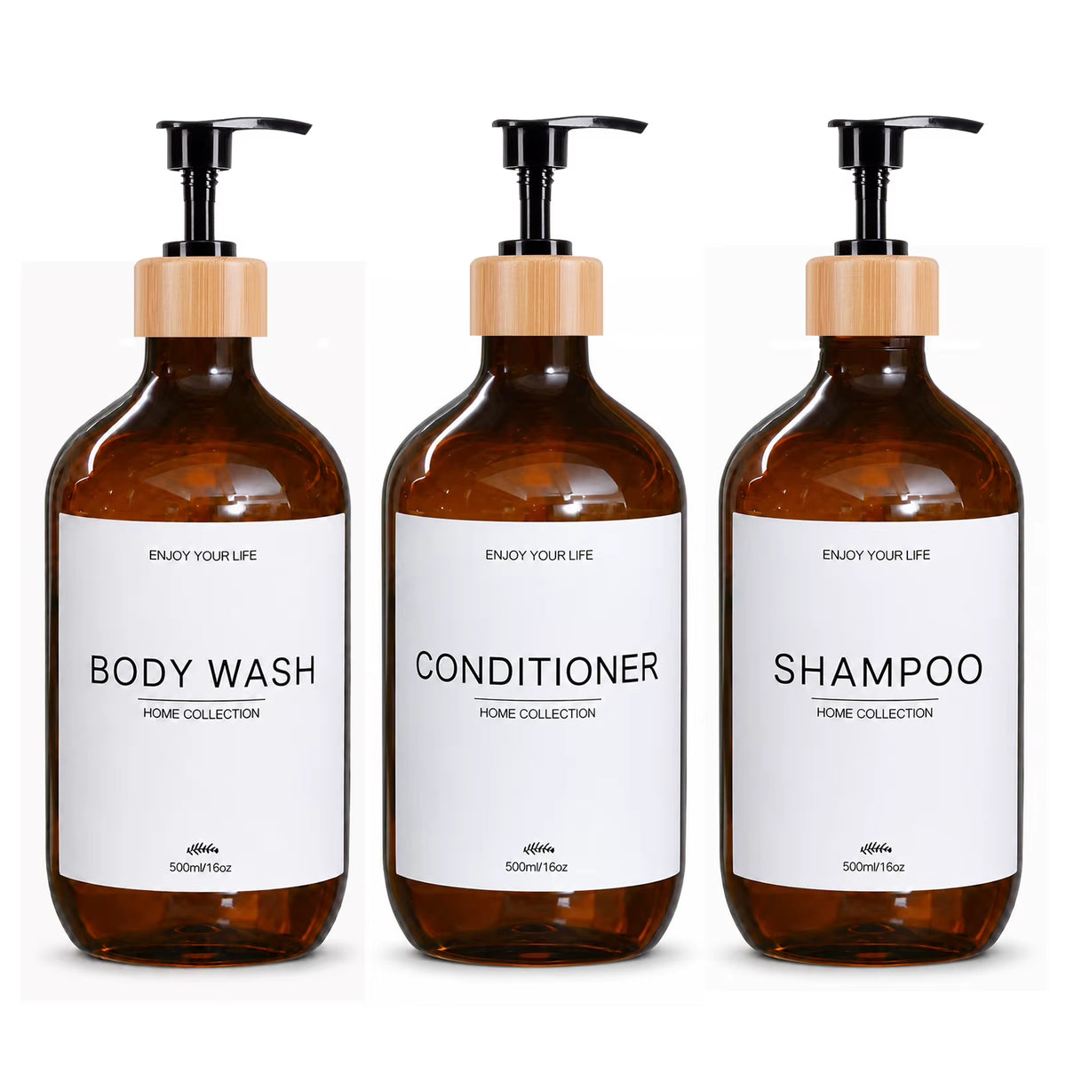 500Ml Shampoo Body Wash Conditioner Dispenser Bottle Bathroom Waterproof Pre-Labeled Refillable Shampoo Bottle Soap Container