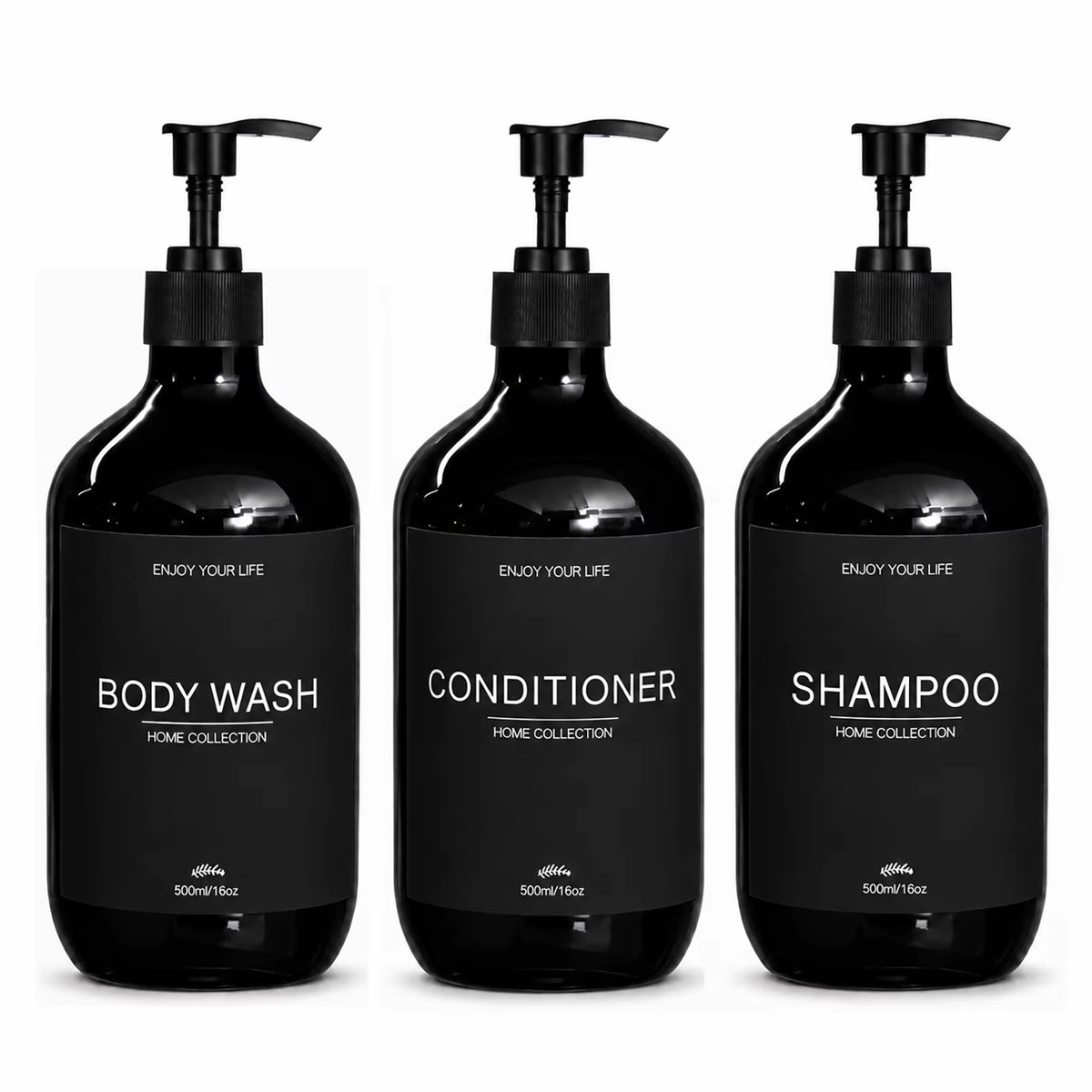 500Ml Shampoo Body Wash Conditioner Dispenser Bottle Bathroom Waterproof Pre-Labeled Refillable Shampoo Bottle Soap Container