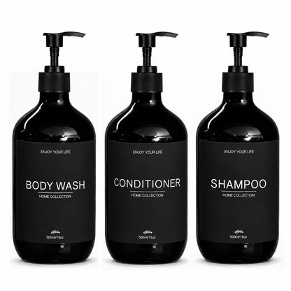 500Ml Shampoo Body Wash Conditioner Dispenser Bottle Bathroom Waterproof Pre-Labeled Refillable Shampoo Bottle Soap Container