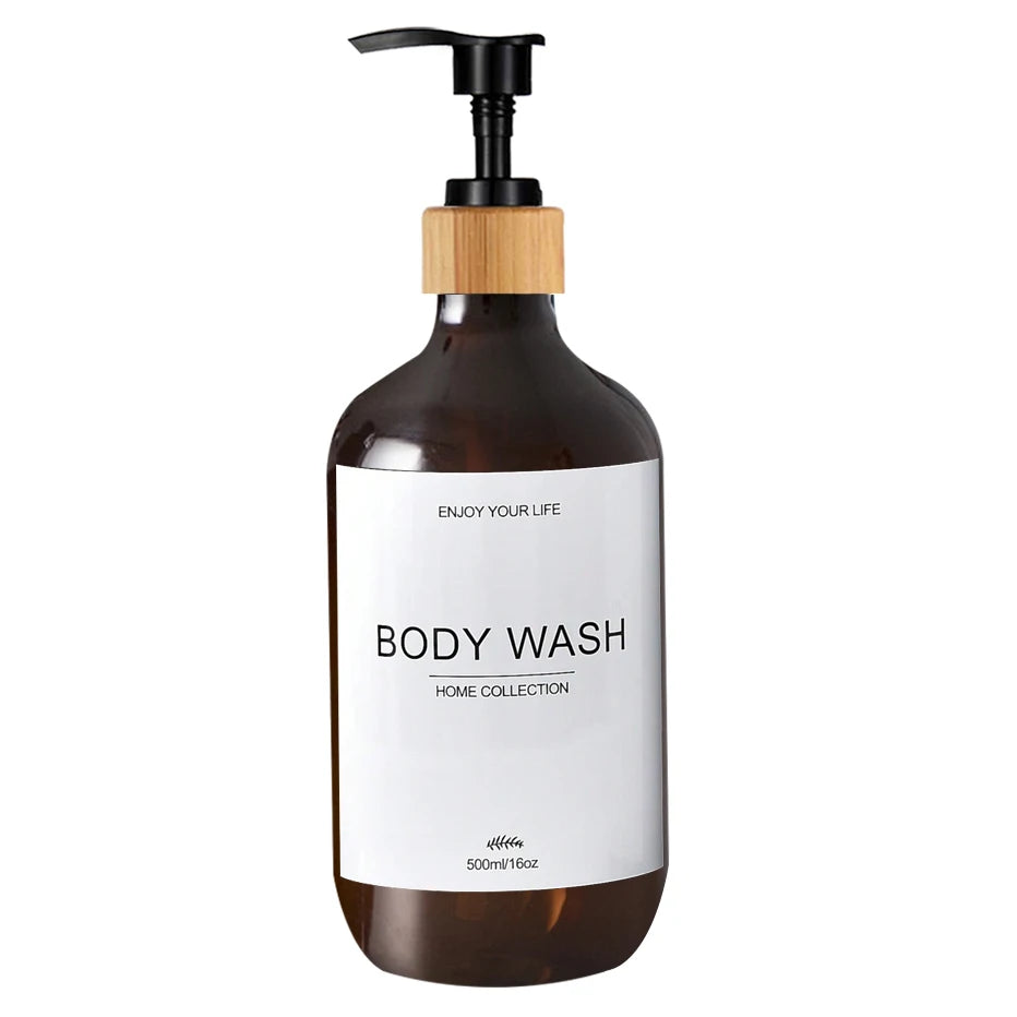 500Ml Shampoo Body Wash Conditioner Dispenser Bottle Bathroom Waterproof Pre-Labeled Refillable Shampoo Bottle Soap Container