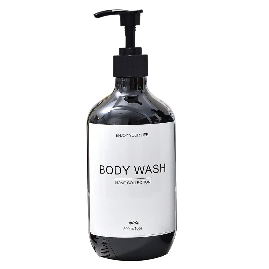 500Ml Shampoo Body Wash Conditioner Dispenser Bottle Bathroom Waterproof Pre-Labeled Refillable Shampoo Bottle Soap Container