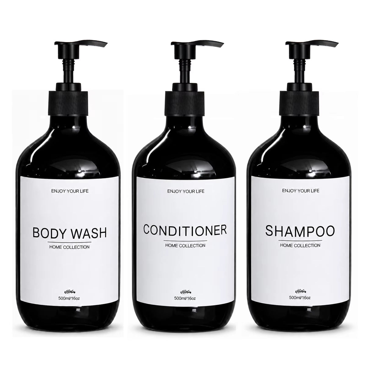 500Ml Shampoo Body Wash Conditioner Dispenser Bottle Bathroom Waterproof Pre-Labeled Refillable Shampoo Bottle Soap Container