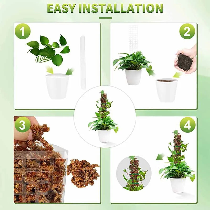 24/36/48Inch Climbing Plant Water Moss Column Indoor Plastic Moss Pole for Sphagnum Support Potted Plants Sticks Growth Garden