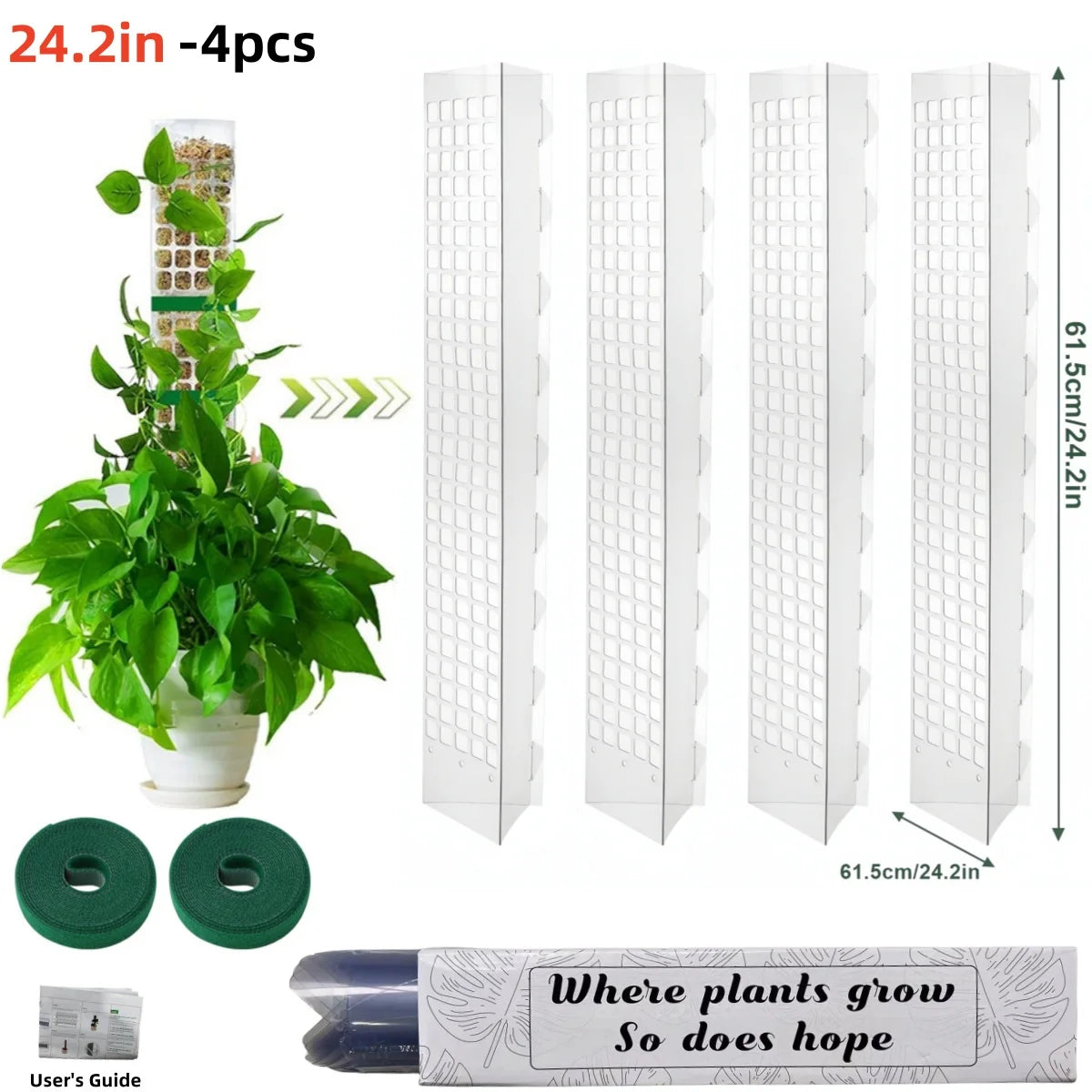 24/36/48Inch Climbing Plant Water Moss Column Indoor Plastic Moss Pole for Sphagnum Support Potted Plants Sticks Growth Garden